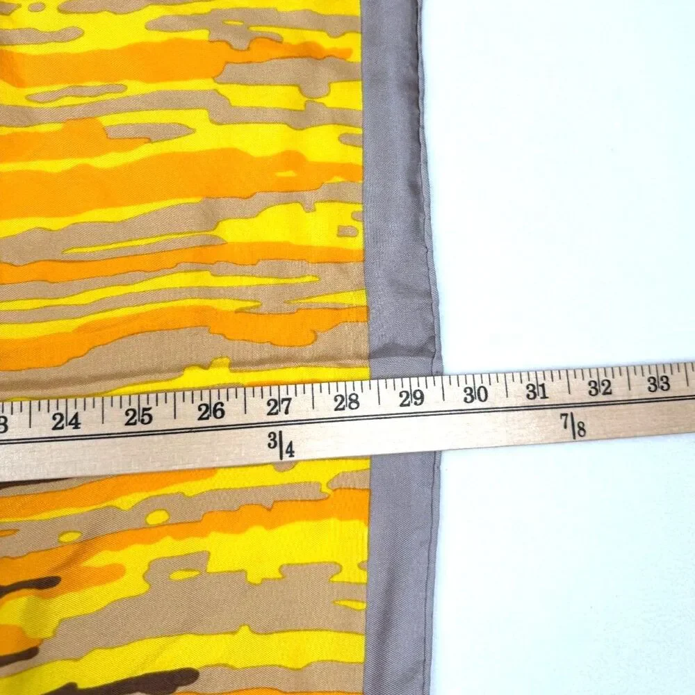 VTG 70s Christian Dior Silk Scarf 30x30 Abstract Landscape Botanical Mod France